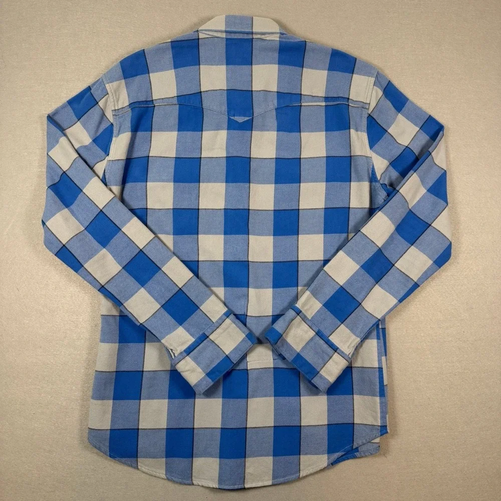Levis Detroit Lions Flannel Shirt Mens‎ L Blue Plaid NFL Button Up Logo Football